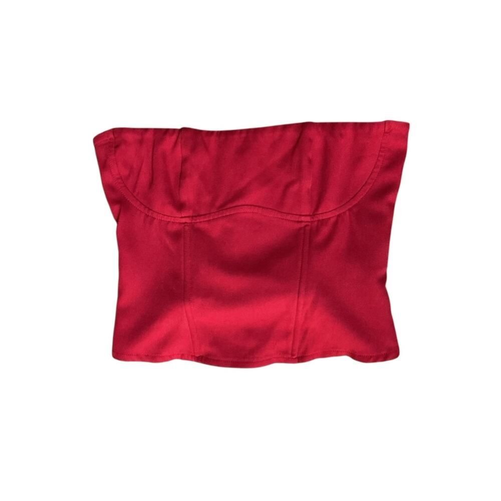 Edikted Red Strapless Corset Top Lace Up Back